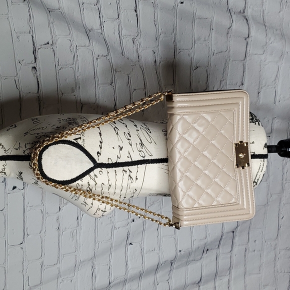 dasein Handbags - Dasein Taupe Quilted Faux Leather Shoulder Bag